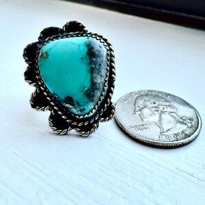 Navajo Sterling silver Turquoise Floral Statement Ring